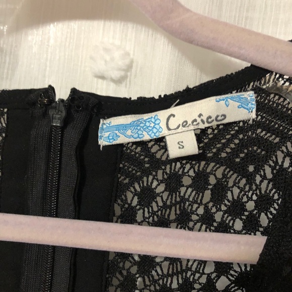 Cecico Black Cocktail Dress Small Sheer Cut Out - Picture 6 of 12